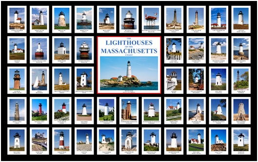 Lighthouses of Massachusetts Litho